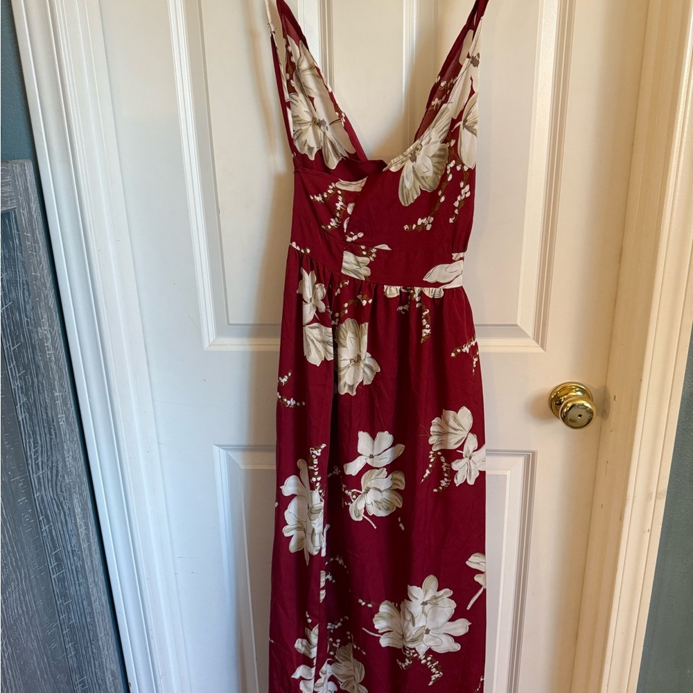 SHEIN Red and Cream Floral Maxi Dress - Picture 2 of 3